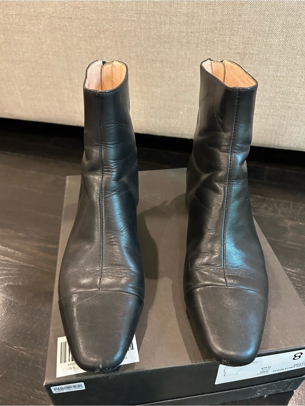 J. Crew Leather Cap Toe Ankle Bootie in Black